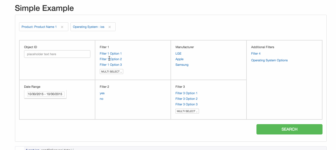 Jquery + bootstrap filters